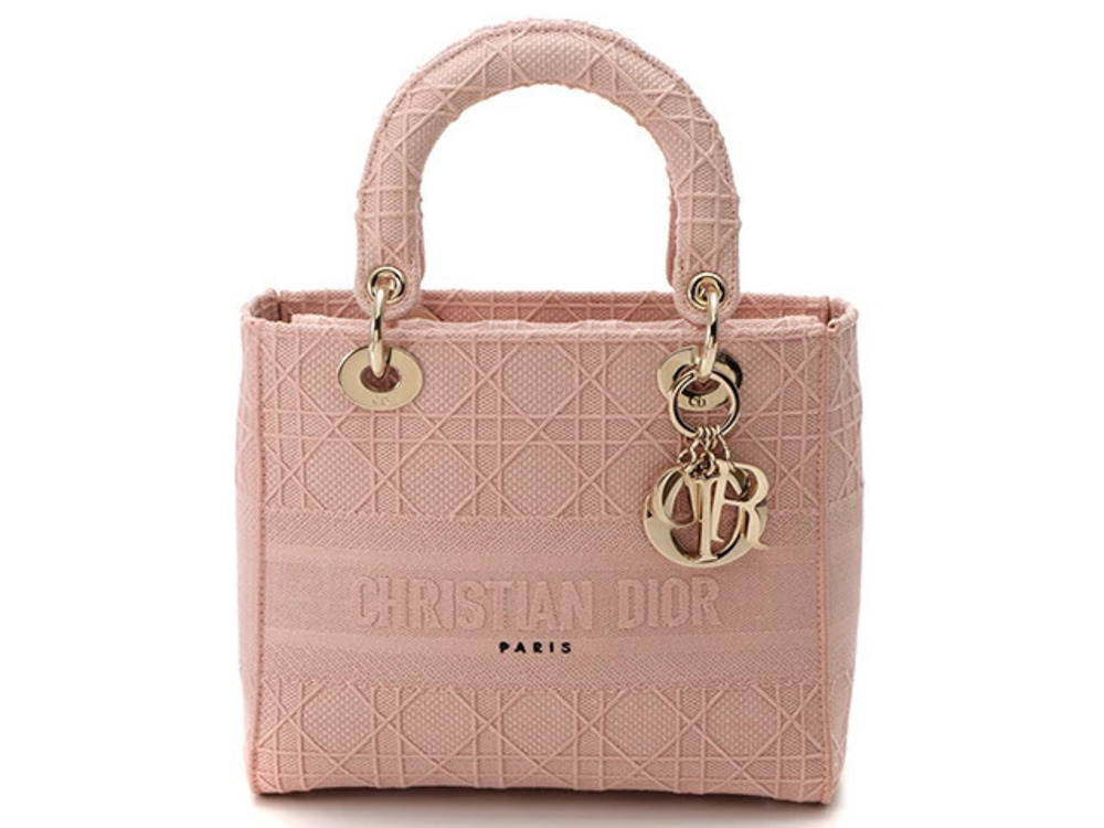 Christian Dior LADY D LITE Bag Pink Canvas Cannage